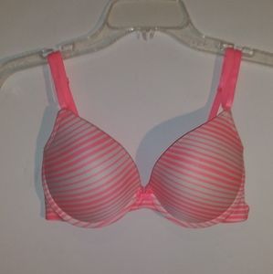 Pink and white striped bra